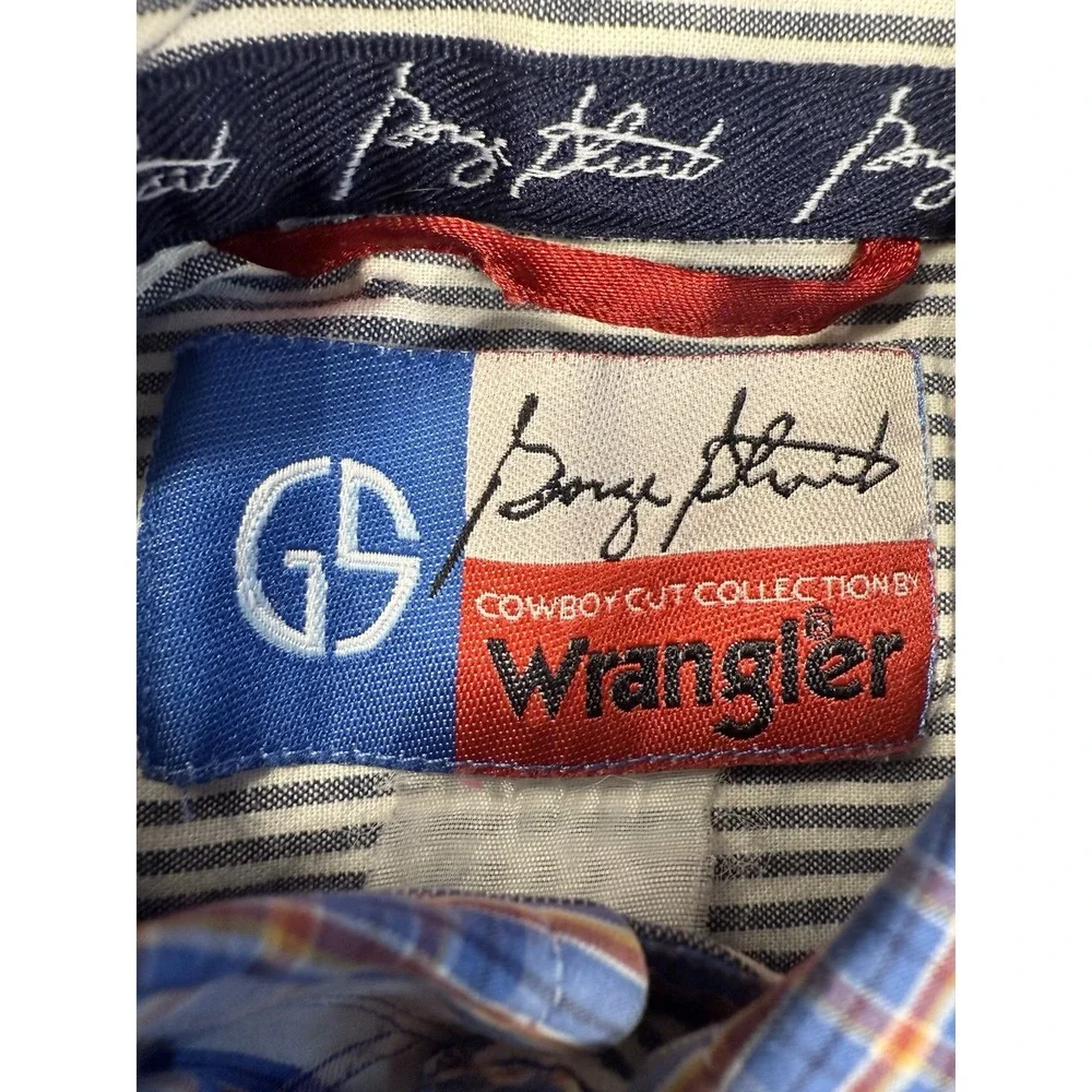Wrangler‎ George Strait Men's XL Blue Plaid Long Sleeve Cowboy Cut Collection